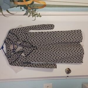 Black and White Chain Link Print Above the Knee Dress